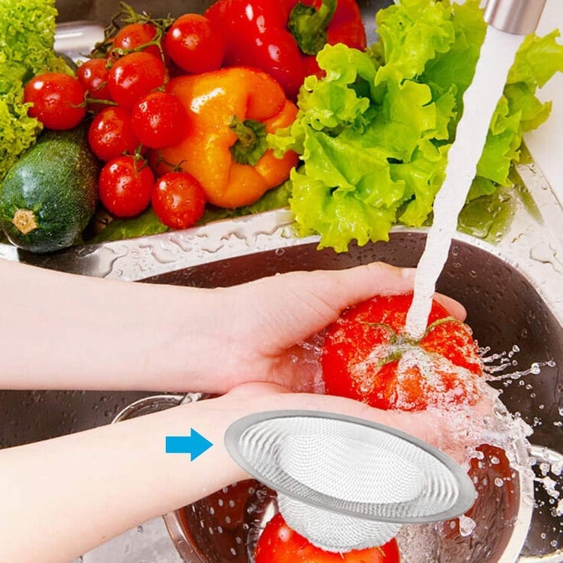 Lunyi 2 PCS Stainless Steel Sink Strainer 4.5" Diameter, Mesh Metal Drain Strainer, Fine Mesh Kitchen Sink Strainer, Hair Basket Drain - Fits Most Kitchen Sink, Bathroom Bathtub, Shower Drains - Image 2